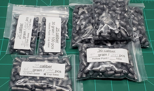 PRO SAMPLE VARIETY PACK .30 cal 64/66/68/70/72/74 grain slugs 1200 pieces (200 each weight)